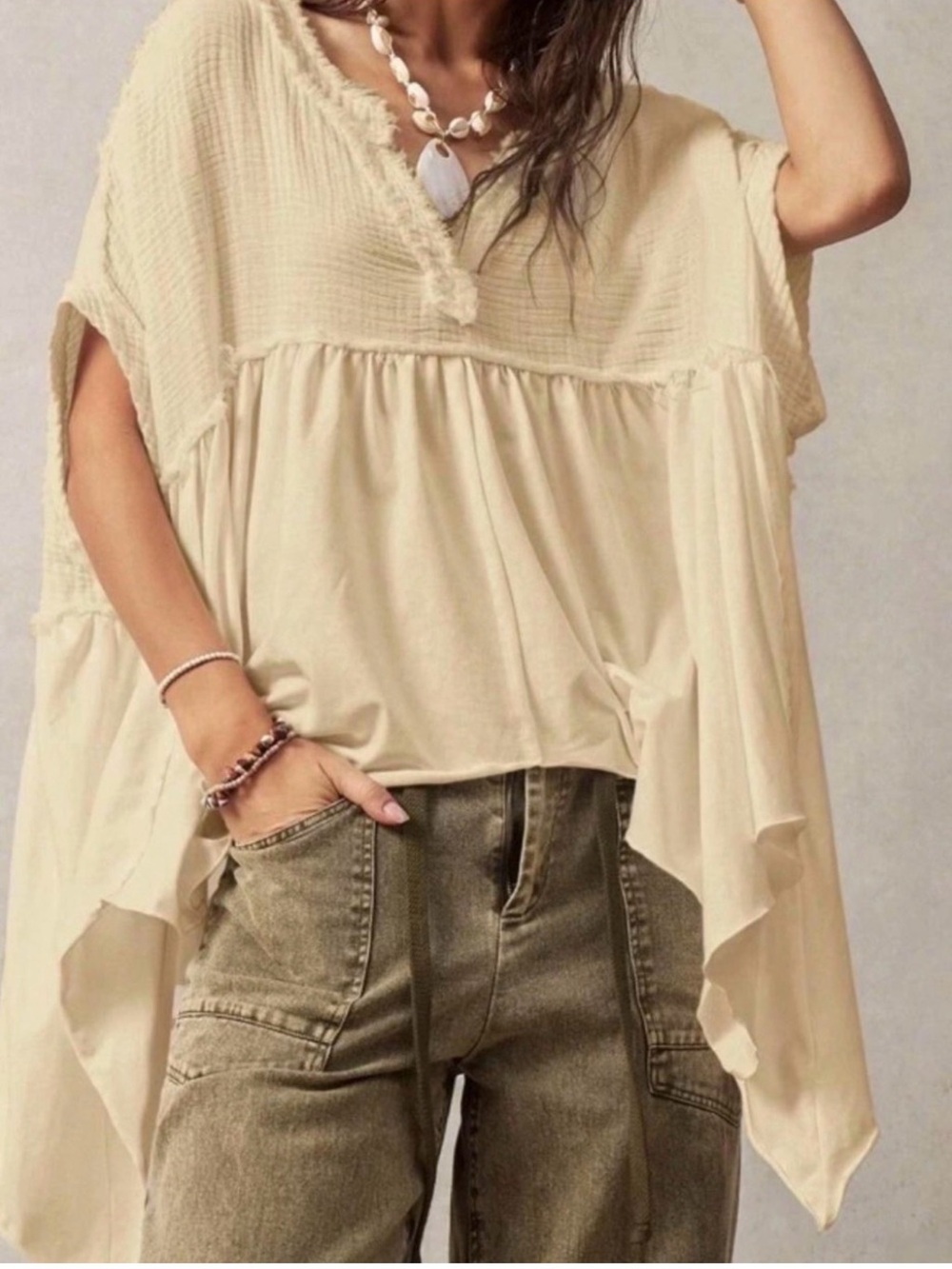 Free People Sugar Rush Babydoll Top
 in Camel - Picture 4 of 4